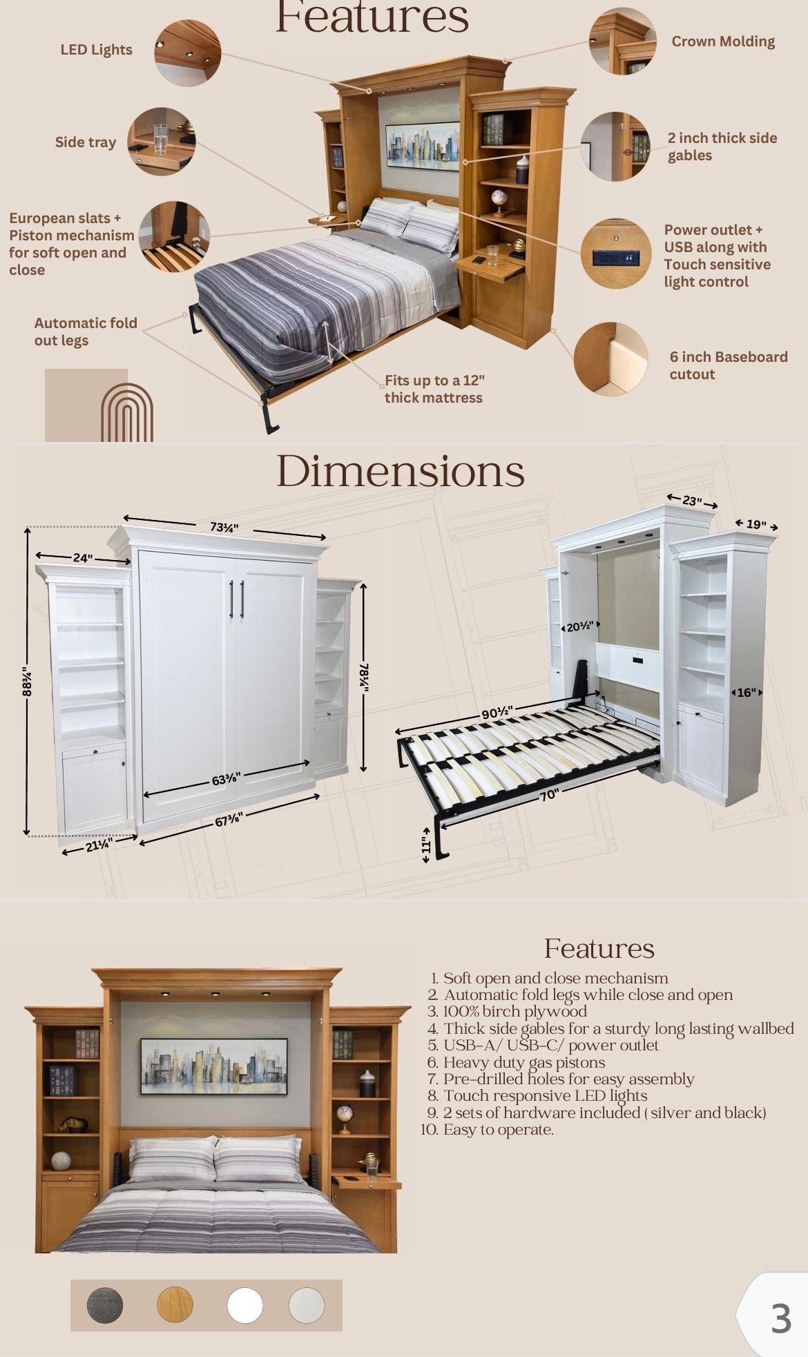Murphy wall bed detail view